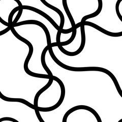 Black and white abstract seamless pattern with wavy lines