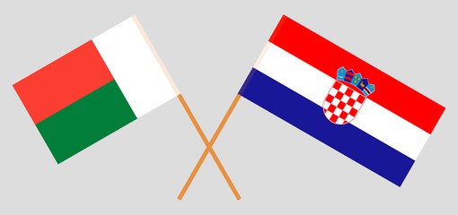 Crossed flags of Madagascar and Croatia