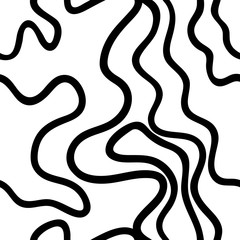 Black and white abstract seamless pattern with wavy lines