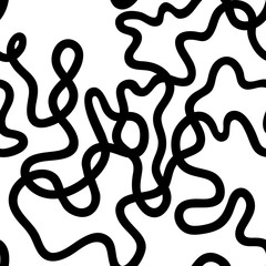 Black and white abstract seamless pattern with wavy lines
