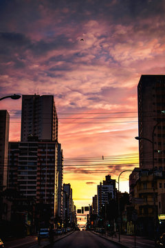 sunset in the city