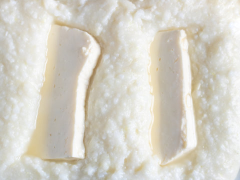 Mengrelian corn mamalica, ghomi with cheese. Georgian traditional food