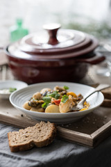 Homemade Vegetable Stew with Potatoes, Pepper, Tomatoes and Eggplant. Comfort Food