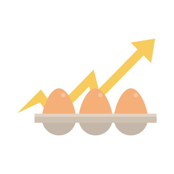 eggs poultry product up arrow, rising food prices, flat style icon