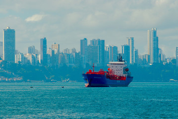 Cargo ship at sea near Salvador, Bahia, Brazil on February 22, 2008