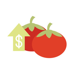 vegetables fresh tomatoes money market, rising food prices, flat style icon
