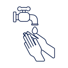 washing hands with water and soap, line style icon