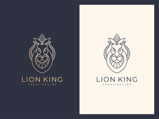 Unique elegant luxury line lion logo