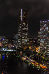 Night view of  Yokohama Landmark Tower from Cosmo Clock 21 ferris wheel, Japan