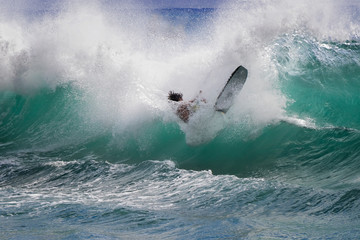 Man Crashes in Wave in Hawaiian Surf