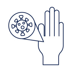 hand with viruses , line style icon