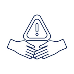 prohibited sign with hand and viruses, line style icon