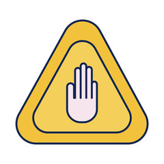 prohibited sign with hand and viruses, line and fill style icon