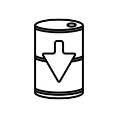 oil crash concept, oil barrel with arrow down icon, line style