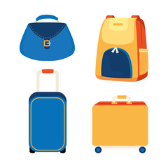 set of bags equipments isolated icon vector illustration design
