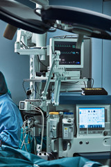 Medical equipment of a modern operating room.