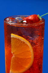 Spritz, famous drink with Aperol, ice, sparkling wine and ice