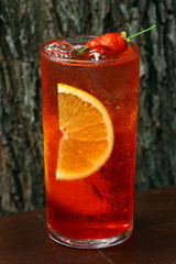 Spritz, famous drink with Aperol, ice, sparkling wine and ice
