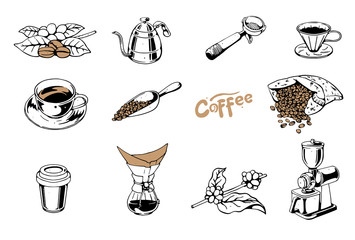 coffee tools set illustration