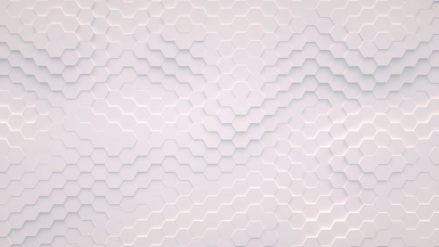 Abstract motion background from random moving hexagons, seamless loop animation