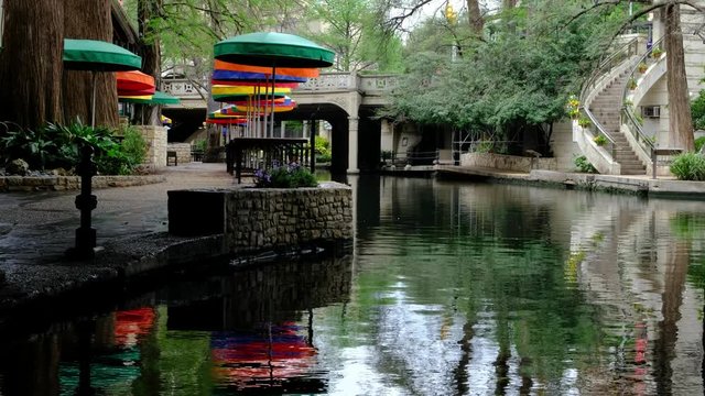 San Antonio river walk  is empty, there are no tourists during coronavirus pandemic