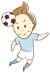サッカーをする少年　ヘディング