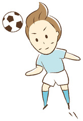 サッカーをする少年　ヘディング