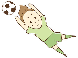 サッカーをする少年　ゴールキーパー
