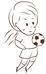 サッカーをする女の子　胸トラップ