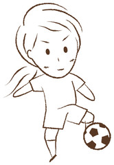 サッカーをする女の子　トラップ