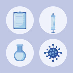 set of icons laboratory and vaccination