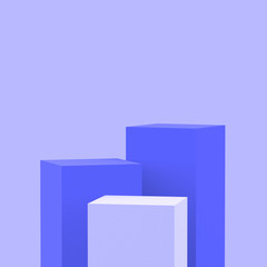 3d purple violet and white cubes square podium minimal studio background. Abstract 3d geometric shape object illustration render. Display for cosmetic perfume fashion product.