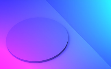 Naklejka premium 3d purple blue neon light cylinder podium minimal studio gradient dark colors background. Abstract 3d geometric shape object illustration render. Display for nightclub party and technology product.