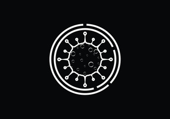 Fototapeta premium Detailed Illustration of Coronavirus in White on Black Background Promoting Health and Safety