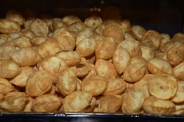 View of Golgappa placed on a cart in the market