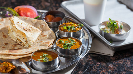 Indian food: Thali platter plate