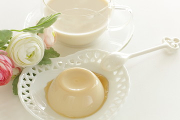 Homemade chestnut pudding with honey for gourmet dessert