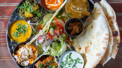 Indian food: Thali platter plate