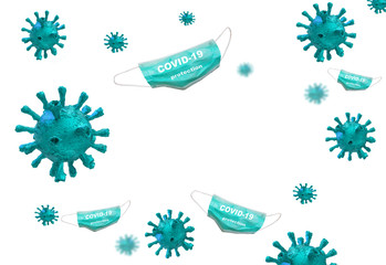 coronavirus covid1-9 covid 19 background mask blue - 3d rendering