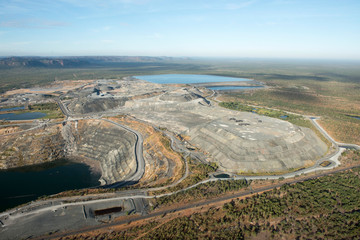 Aerial view of a Uranium mine in  Kakadu National Park Northern Territory ,Australia.