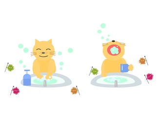 Gargling and hand washing
