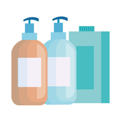 bottles of cleaning products isolated icon vector illustration design