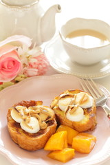 Marshmallow French toast with chocolate and peanut butter