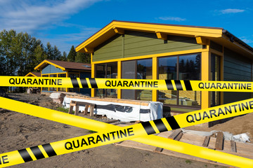 Construction work is completed due to quarantine. Freezing construction makes pandemic. Concept -...
