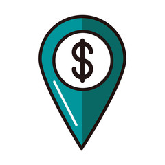 pointer location bank shopping or payment mobile banking line and fill icon