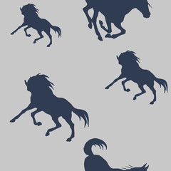 dark blue silhouettes of sports horses  isolated on a colored background, pattern for decoration, Equestrian sports