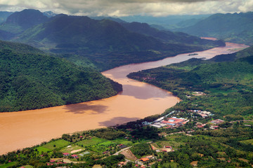Fototapeta na wymiar Aerial view of The Mekong River, Luang Prabang, Laos