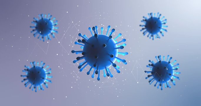 Corona Virus Under Microscope. Viral Disease Outbreak. COVID-19 SARS. Dangerous Virus Outbreak. COVID-19 Disease Spreading. Virus Related 3D Animation.