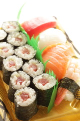 Japanese food, tuna fish sushi roll packed lunch