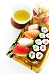 Japanese food, tuna fish sushi roll packed lunch